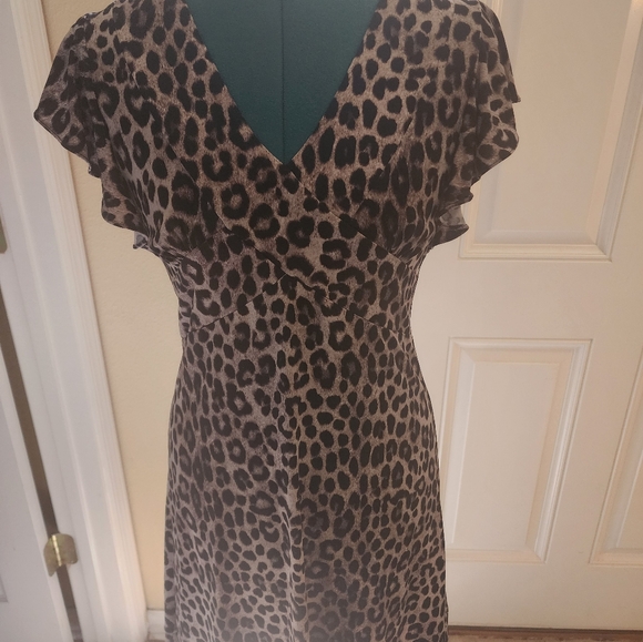 Michael Kors Womens Animal Print Flounce Dress XS - Picture 2 of 5